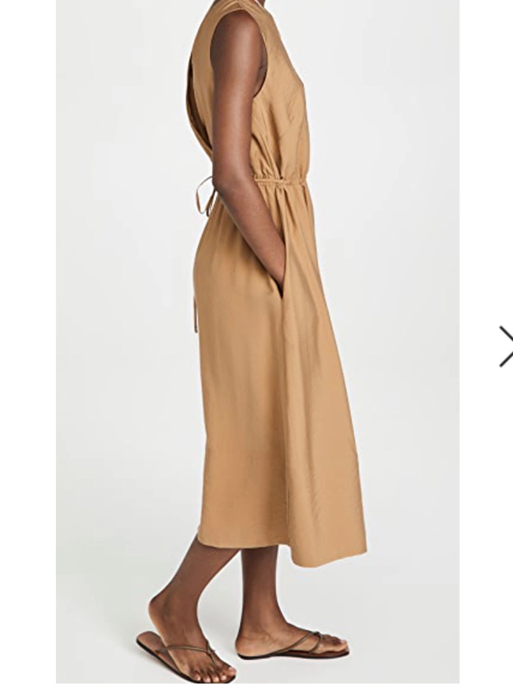 VINCE Cross-back Sleeveless Midi dress Caramel Brown M Size Medium New With Tags - Picture 13 of 16